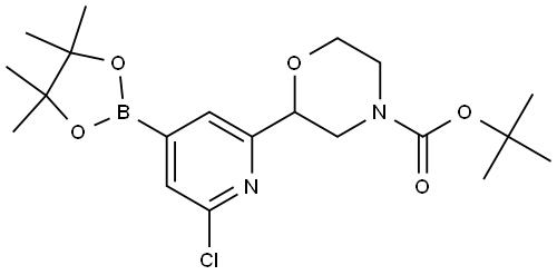 tert-butyl 2-(6-chloro-4-(4,4,5,5-tetramethyl-1,3,2-dioxaborolan-2-yl)pyridin-2-yl)morpholine-4-carboxylate Structure