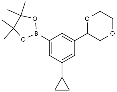 2-(3-cyclopropyl-5-(1,4-dioxan-2-yl)phenyl)-4,4,5,5-tetramethyl-1,3,2-dioxaborolane Structure