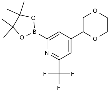 4-(1,4-dioxan-2-yl)-2-(4,4,5,5-tetramethyl-1,3,2-dioxaborolan-2-yl)-6-(trifluoromethyl)pyridine 구조식 이미지