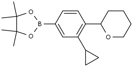 2-(3-cyclopropyl-4-(tetrahydro-2H-pyran-2-yl)phenyl)-4,4,5,5-tetramethyl-1,3,2-dioxaborolane Structure