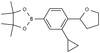 2-(3-cyclopropyl-4-(tetrahydrofuran-2-yl)phenyl)-4,4,5,5-tetramethyl-1,3,2-dioxaborolane Structure