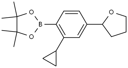 2-(2-cyclopropyl-4-(tetrahydrofuran-2-yl)phenyl)-4,4,5,5-tetramethyl-1,3,2-dioxaborolane Structure
