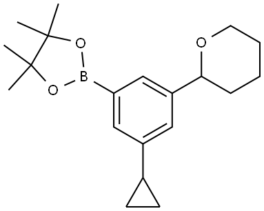 2-(3-cyclopropyl-5-(tetrahydro-2H-pyran-2-yl)phenyl)-4,4,5,5-tetramethyl-1,3,2-dioxaborolane Structure