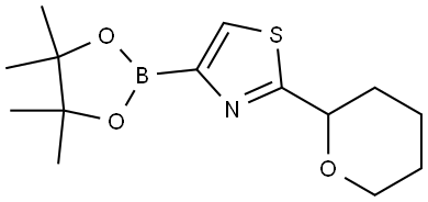 2-(tetrahydro-2H-pyran-2-yl)-4-(4,4,5,5-tetramethyl-1,3,2-dioxaborolan-2-yl)thiazole 구조식 이미지