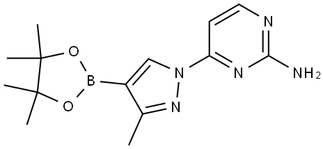 3-Methyl-1-(2-aminopyrimidin-4-yl)-1H-pyrazole-4-boronic acid pinacol ester 구조식 이미지