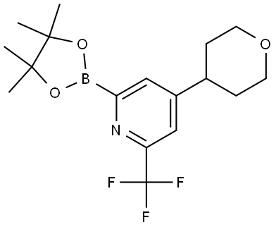 4-(Tetrahydro-2H-pyran-4-yl)-2-(4,4,5,5-tetramethyl-1,3,2-dioxaborolan-2-yl)-6-(trifluoromethyl)pyridine Structure