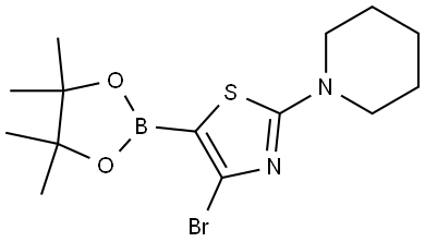 4-Bromo-2-(piperidino)thiazole-5-boronic acid pinacol ester Structure