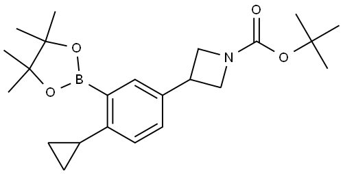 tert-butyl 3-(4-cyclopropyl-3-(4,4,5,5-tetramethyl-1,3,2-dioxaborolan-2-yl)phenyl)azetidine-1-carboxylate Structure