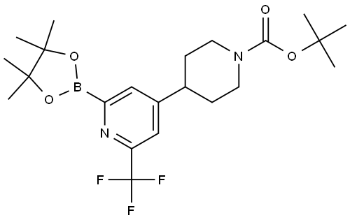 tert-Butyl 4-(2-(4,4,5,5-tetramethyl-1,3,2-dioxaborolan-2-yl)-6-(trifluoromethyl)pyridin-4-yl)piperidine-1-carboxylate 구조식 이미지