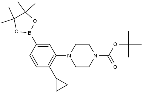 tert-butyl 4-(2-cyclopropyl-5-(4,4,5,5-tetramethyl-1,3,2-dioxaborolan-2-yl)phenyl)piperazine-1-carboxylate Structure