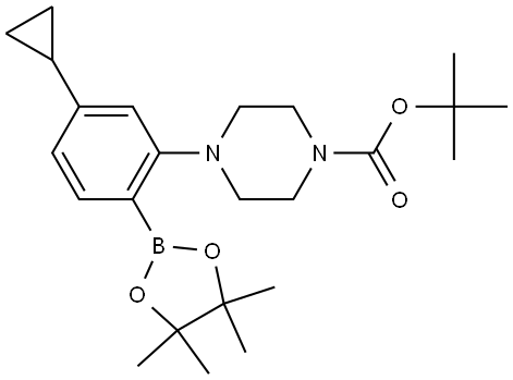 tert-Butyl 4-5-cyclopropyl-2-(4,4,5,5-tetramethyl-1,3,2-dioxaborolan-2-yl)phenyl-1-piperazinecarboxylate Structure