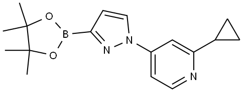 Pyridine, 2-cyclopropyl-4-[3-(4,4,5,5-tetramethyl-1,3,2-dioxaborolan-2-yl)-1H-pyrazol-1-yl]- Structure
