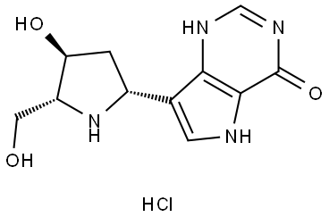 4H-Pyrrolo3,2-dpyrimidin-4-one, 1,5-dihydro-7-(2R,4S,5R)-4-hydroxy-5-(hydroxymethyl)-2-pyrrolidinyl-, monohydrochloride Structure