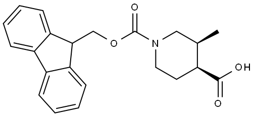 (3S,4S)-3-Methyl-piperidine-1,4-dicarboxylic acid 1-(9H-fluoren-9-ylmethyl) ester Structure