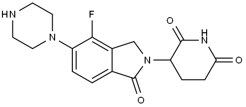 3-(4-fluoro-1-oxo-5-piperazin-1-ylisoindolin-2-yl)piperidine-2,6-dione Structure