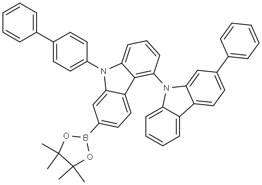 4,9′-Bi-9H-carbazole, 9-[1,1′-biphenyl]-4-yl-2′-phenyl-7-(4,4,5,5-tetramethyl-1,3,2-dioxaborolan-2-yl)- 구조식 이미지