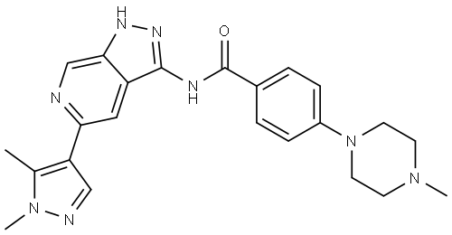 Benzamide, N-[5-(1,5-dimethyl-1H-pyrazol-4-yl)-1H-pyrazolo[3,4-c]pyridin-3-yl]-4-(4-methyl-1-piperazinyl)- Structure