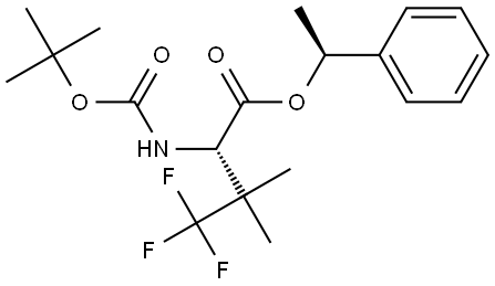 (S)-1-phenylethyl (S)-2-((tert-butoxycarbonyl)amino)-4,4,4-trifluoro-3,3-dimethylbutanoate Structure