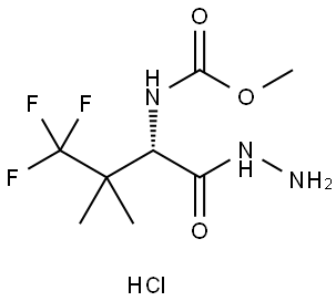 methyl (S)-(4,4,4-trifluoro-1-hydrazinyl-3,3-dimethyl-1-oxobutan-2-yl)carbamate hydrochloride Structure