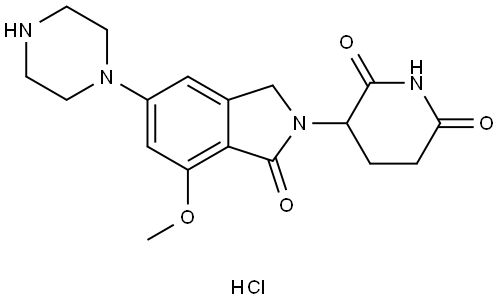 2,6-Piperidinedione, 3-[1,3-dihydro-7-methoxy-1-oxo-5-(1-piperazinyl)-2H-isoindol-2-yl]-, hydrochloride (1:1) Structure