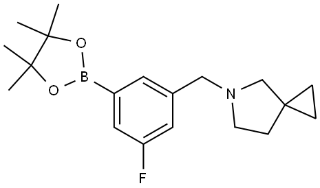 5-(3-fluoro-5-(4,4,5,5-tetramethyl-1,3,2-dioxaborolan-2-yl)benzyl)-5-azaspiro[2.4]heptane Structure