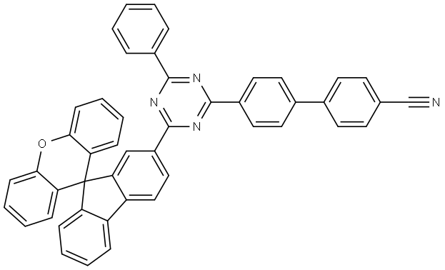 [1,1′-Biphenyl]-4-carbonitrile, 4′-(4-phenyl-6-spiro[9H-fluorene-9,9′-[9H]xanthen]-2-yl-1,3,5-triazin-2-yl)- Structure