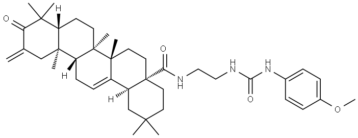 Olean-12-en-28-amide, N-[2-[[[(4-methoxyphenyl)amino]carbonyl]amino]ethyl]-2-methylene-3-oxo- Structure