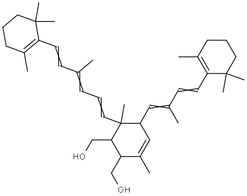 3-Cyclohexene-1,2-dimethanol, 3,6-dimethyl-5-[2-methyl-4-(2,6,6-trimethyl-1-cyclohexen-1-yl)-1,3-butadienyl]-6-[4-methyl-6-(2,6,6-trimethyl-1-cyclohexen-1-yl)-1,3,5-hexatrienyl]-, cis-2,cis-5- (8CI) Structure