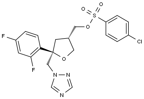 threo-Pentitol, 2,5-anhydro-4-[[[(4-chlorophenyl)sulfonyl]oxy]methyl]-1,3,4-trideoxy-2-C-(2,4-difluorophenyl)-1-(1H-1,2,4-triazol-1-yl)- Structure