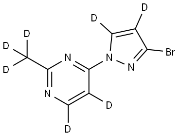 4-(3-bromo-1H-pyrazol-1-yl-4,5-d2)-2-(methyl-d3)pyrimidine-5,6-d2 Structure