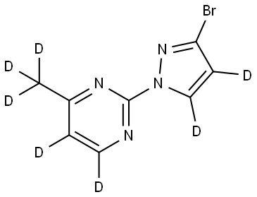 2-(3-bromo-1H-pyrazol-1-yl-4,5-d2)-4-(methyl-d3)pyrimidine-5,6-d2 Structure