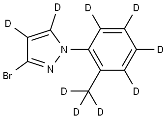 3-bromo-1-(2-(methyl-d3)phenyl-3,4,5,6-d4)-1H-pyrazole-4,5-d2 Structure