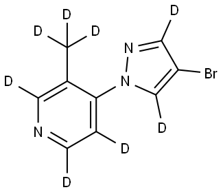 4-(4-bromo-1H-pyrazol-1-yl-3,5-d2)-3-(methyl-d3)pyridine-2,5,6-d3 Structure