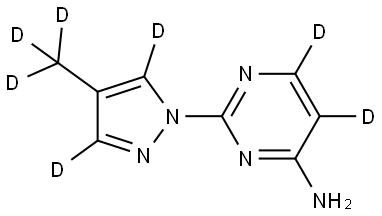 2-(4-(methyl-d3)-1H-pyrazol-1-yl-3,5-d2)pyrimidin-5,6-d2-4-amine Structure