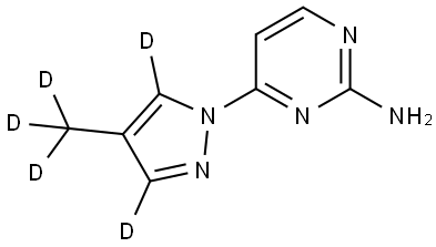 4-(4-(methyl-d3)-1H-pyrazol-1-yl-3,5-d2)pyrimidin-2-amine Structure