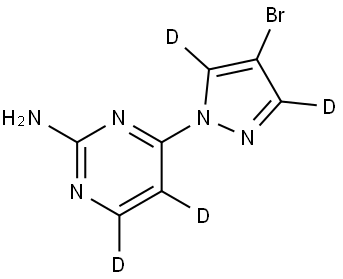 4-(4-bromo-1H-pyrazol-1-yl-3,5-d2)pyrimidin-5,6-d2-2-amine Structure