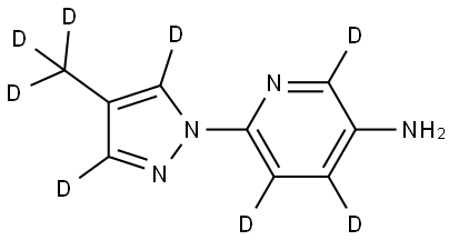 6-(4-(methyl-d3)-1H-pyrazol-1-yl-3,5-d2)pyridin-2,4,5-d3-3-amine Structure