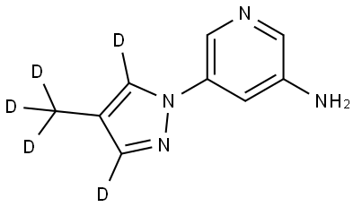 5-(4-(methyl-d3)-1H-pyrazol-1-yl-3,5-d2)pyridin-3-amine 구조식 이미지