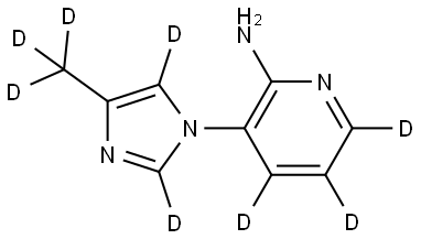 3-(4-(methyl-d3)-1H-imidazol-1-yl-2,5-d2)pyridin-4,5,6-d3-2-amine Structure