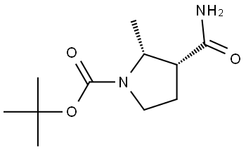 (2R,3R)-1-Boc-2-methylpyrrolidine-3-carboxamide Structure