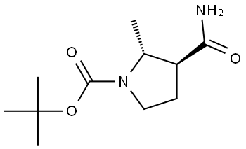 (2R,3S)-1-Boc-2-methylpyrrolidine-3-carboxamide Structure