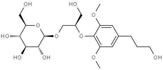 β-D-Glucopyranoside, (2R)-3-hydroxy-2-[4-(3-hydroxypropyl)-2,6-dimethoxyphenoxy]propyl Structure