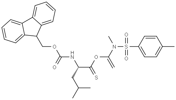 L-Leucine, N-[(9H-fluoren-9-ylmethoxy)carbonyl]-, 1-[methyl[(4-methylphenyl)sulfonyl]amino]ethenyl ester, (2S)- Structure