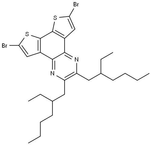 Dithieno[3,2-f:2′,3′-h]quinoxaline, 6,9-dibromo-2,3-bis(2-ethylhexyl)- Structure