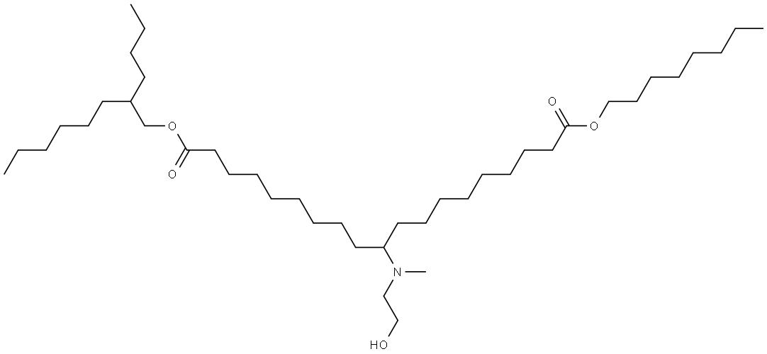 1-(2-butyloctyl) 19-octyl 10-((2-hydroxyethyl)(methyl)amino)nonadecanedioate Structure