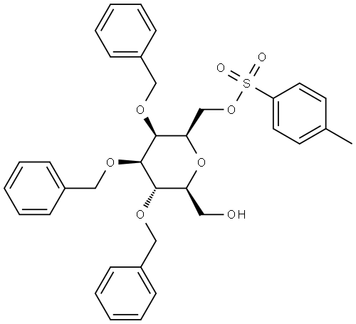 L-glycero-L-galacto-Heptitol, 2,6-anhydro-3,4,5-tris-O-(phenylmethyl)-, 1-(4-methylbenzenesulfonate) Structure