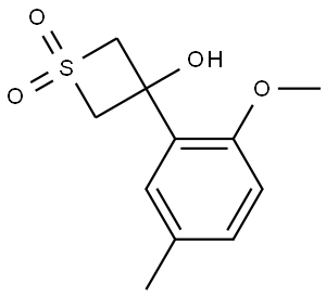 3-Thietanol, 3-(2-methoxy-5-methylphenyl)-, 1,1-dioxide Structure