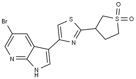 1H-Pyrrolo[2,3-b]pyridine, 5-bromo-3-[2-(tetrahydro-1,1-dioxido-3-thienyl)-4-thiazolyl]- Structure