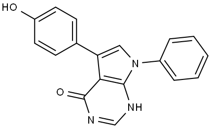 5-(4-hydroxyphenyl)-7-phenyl-1,7-dihydro-4H-pyrrolo[2,3-d]pyrimidin-4-one Structure