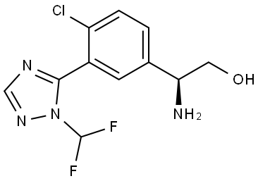 (S)-2-amino-2-(4-chloro-3-(1-(difluoromethyl)-1H-1,2,4-triazol-5-yl)phenyl)ethan-1-ol Structure